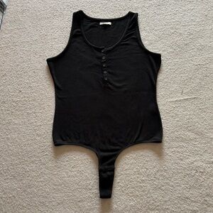 Madewell women black henley Sleeveless  thong bodysuit  Sz XXL  party Hindi’s